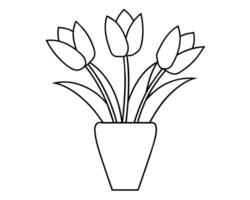 Flower vase outline vector