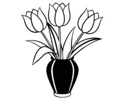 Flower vase outline vector