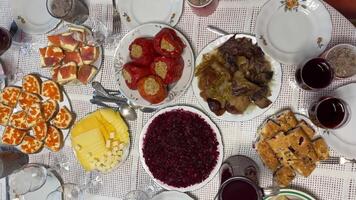 Ukrainian national cuisine Table with dishes video