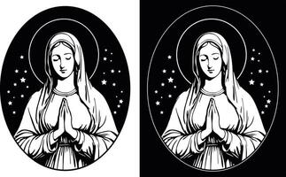 Blessed Virgin Mary praying vector