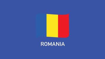 Romania Flag Ribbon Teams European Nations 2024 Abstract Countries European Germany Football Symbol Logo Design Illustration vector