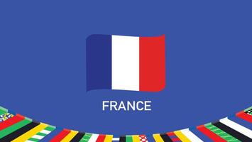 France Flag Ribbon Teams European Nations 2024 Abstract Countries European Germany Football Symbol Logo Design Illustration vector