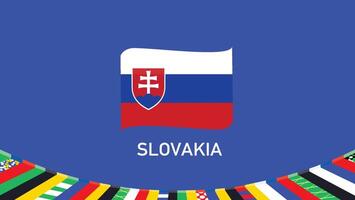 Slovakia Flag Ribbon Teams European Nations 2024 Abstract Countries European Germany Football Symbol Logo Design Illustration vector