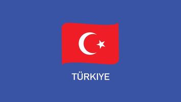 Turkiye Flag Ribbon Teams European Nations 2024 Abstract Countries European Germany Football Symbol Logo Design Illustration vector