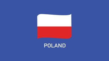 Poland Flag Ribbon Teams European Nations 2024 Abstract Countries European Germany Football Symbol Logo Design Illustration vector