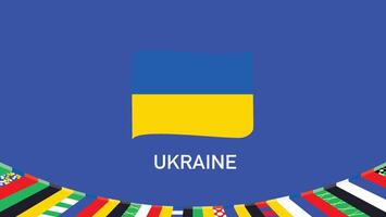 Ukraine Flag Ribbon Teams European Nations 2024 Abstract Countries European Germany Football Symbol Logo Design Illustration vector