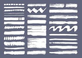 White brush strokes texture template set. Paint brushes design. Hand drawn creative layout. vector