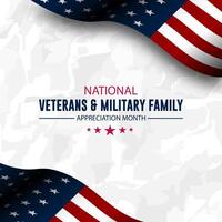 contento nacional veteranos y militar familia apreciación mes es noviembre. antecedentes ilustración vector