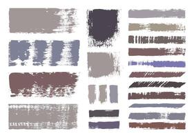 Rough paint brush strokes layout set. Lines and color block brushes design. Creative artwork template. Painting graphic element. vector