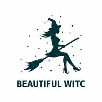 Sweet witch illustration logo design vector