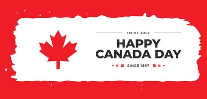 Happy Canada Day illustration background, horizontal banner or header with red maple leaf. Template Design. Victory day. 1st of July national holiday. Greeting card poster decoration, covering vector