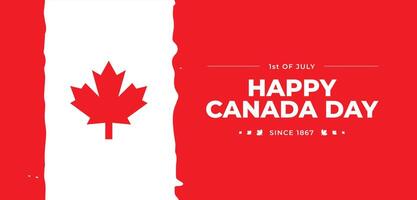 Happy Canada Day illustration background banner or header with red maple leaf on white brush stroke. Template Design Victory day. 1st of July national holiday. Greeting card poster decoration covering vector