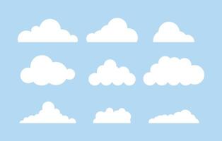 set white clouds flat on blue sky vector