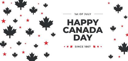 Happy Canada Day illustration background banner header with black maple leaves and stars. Template Victory day. 1st July National Holiday design. Greeting card poster geometrical decoration, covering vector
