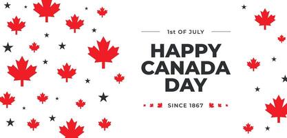 Happy Canada Day illustration background banner header with red maple leaves and stars. Template Victory day. 1st of July national holiday design. Greeting card poster geometrical decoration, covering vector