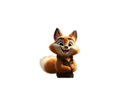 3D cartoon character, little squirrel, wearing clothes, png