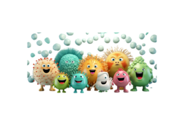 Germs, bacteria, 3D cartoon characters png