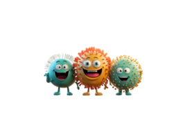 Germs, bacteria, 3D cartoon characters png