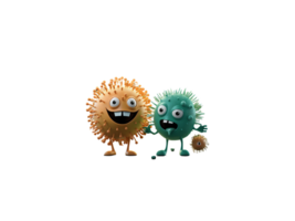 Germs, bacteria, 3D cartoon characters png