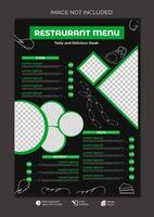 Food restaurant menu layout editable template menu list cafe black and green modern template vector