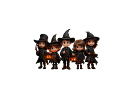 Children's 3D cartoon characters dressed up in Halloween style, png