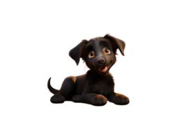 mignonne noir chien 3d dessin animé personnage png