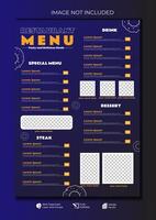 Food restaurant menu layout editable template menu list cafe gradient blue modern template vector