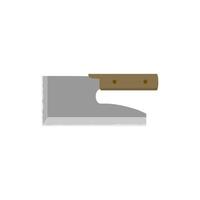 Sobakiri soba cutter or Udonkiri. Japanese kitchen knife flat design illustration isolated on white background. A traditional Japanese kitchen knife with a steel blade and wooden handle. vector