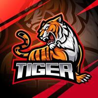 Tiger esport mascot logo design vector