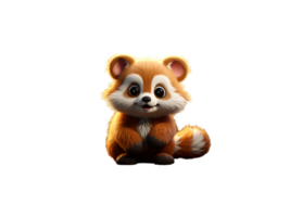 3d vermelho panda desenho animado personagem png