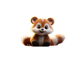 3D Red panda cartoon character png