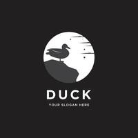 silhouette duck logo design vector