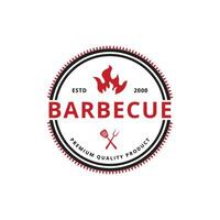 barbecue restaurant badge logo for restaurant vintage vector