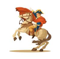 Napoleón paseo caballo dibujos animados ilustración vector