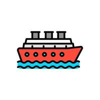 cruise, colored line icon, isolated background vector