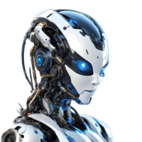 3d rendering close-up artificial intelligence robot with graphic display png