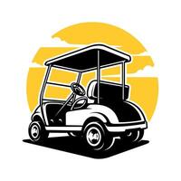 silhouette of electric vehicle golf cart illustration color vector