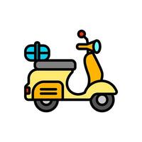 scooter, colored line icon, isolated background vector