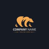 Bear logo template element isolated on black background - illustration vector