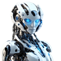 3d rendering close-up artificial intelligence robot with graphic display png