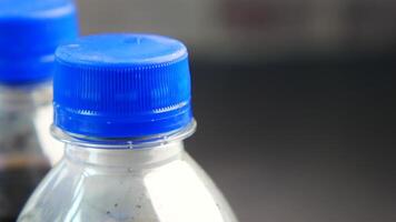 plastic bottles of soft drink on table video