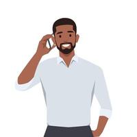 Young businessman in formal wear speaking on the phone. vector