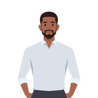 Young black man standing with hands in his pockets. vector