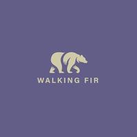 Walking with Bear logo design template. Wild animal logo concept. vector