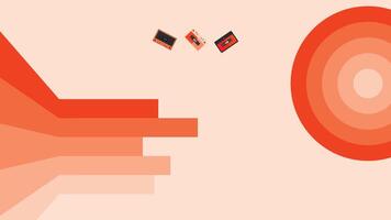 Retro wallpaper with audio cassette tapes isolated orange background.flat design background, suitable for vintage background, retro poster , retro banner vector