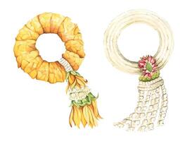 conjunto de tailandés guirnalda vistoso flor para de la madre día, Songkran festival o religión budismo observación día. acuarela ilustración. vector