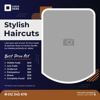 Modern haircut design template hair social media post vector