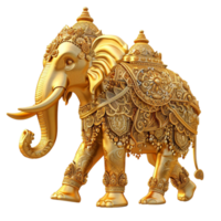 Generated AI Elephant, Statue,golden Elephant isolated on transparent background png