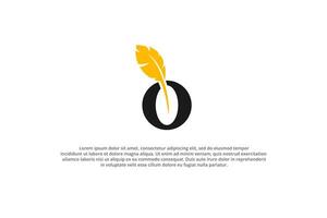 letter o and quill modern logo vector