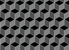 Seamless geometric pattern with 3d black grey cube. Illustration vector